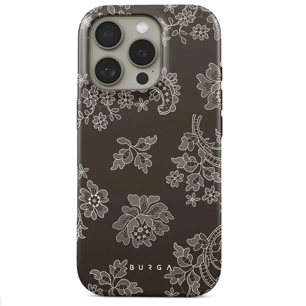 Burga 16 Pro Max Grey & White Floral Phone Case